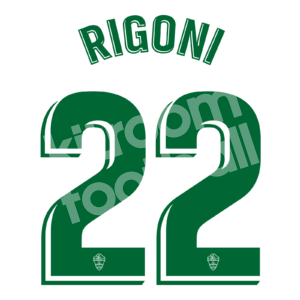 2020-21 Elche CF Home Name Number Set #22 RIGONI Repro