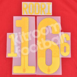 EURO 2020-21 Spain Home Name Number Set #16 RODRI Repro - Image 1