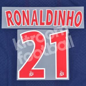 2001-02 PSG Paris Home Name Number Set #21 RONALDINHO Ligue 1 Repro
