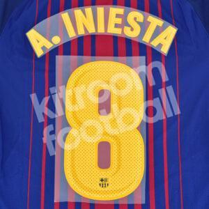 2017-18 Barcelona Home Name Number Set #8 A. INIESTA Repro v2