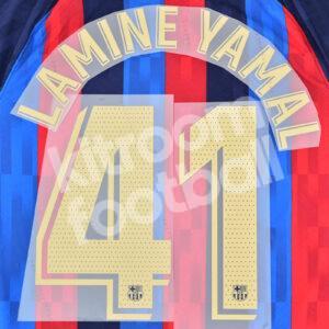 2022-23 Barcelona Home Name Number Set #41 LAMINE YAMAL La Liga Repro