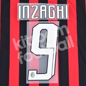 2007-08 AC Milan Home Name Number Set #9 INZAGHI Repro - Image 1