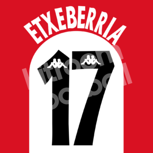 1998-99 Athetic Bilbao Home Name Set #17 ETXEBERRIA Repro Dorsal