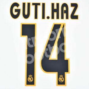 2003-05 Real Madrid Home Name Number Set #14 GUTI HAZ Repro
