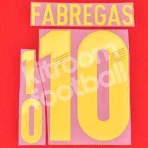 2012 UEFA Euro Spain Home Name Number Set #10 FABREGAS Repro v2