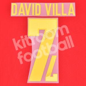 2012 UEFA Euro Spain Home Name Number Set #7 DAVID VILLA Repro v2