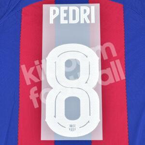 Original 2023-24 Fc Barcelona Home Name Number Set #8 PEDRI UCL TPT