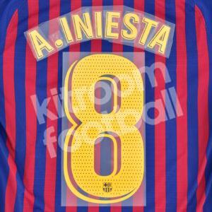 Original Player Issue 2018-19 Barcelona Home Name Number Set #8 A. INIESTA Avery