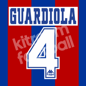 1995-96 Barcelona Home Name Number Set #4 GUARDIOLA Repro - Image 1