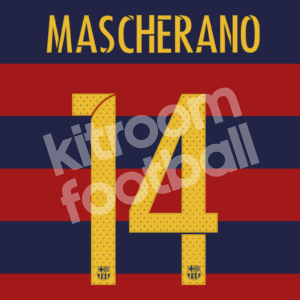 2015-17 Barcelona Home Name Number Set #14 MASCHERANO Repro - Image 1