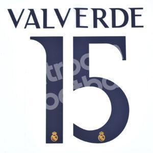 2023-24 Real Madrid Home Name Number Set #15 VALVERDE Champions Repro