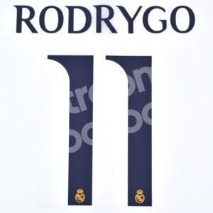 2023-24 Real Madrid Home Name Number Set #11 RODRYGO Champions Repro