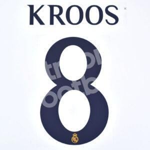 2023-24 Real Madrid Home Name Number Set #8 KROOS Champions Repro