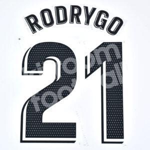 2022-23 Real Madrid La Liga Home Name Number Set #21 RODRYGO Repro