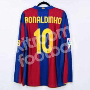 2007-08 Barcelona Home Shirt #10 RONALDINHO Match Issued Worn XL - Image 1