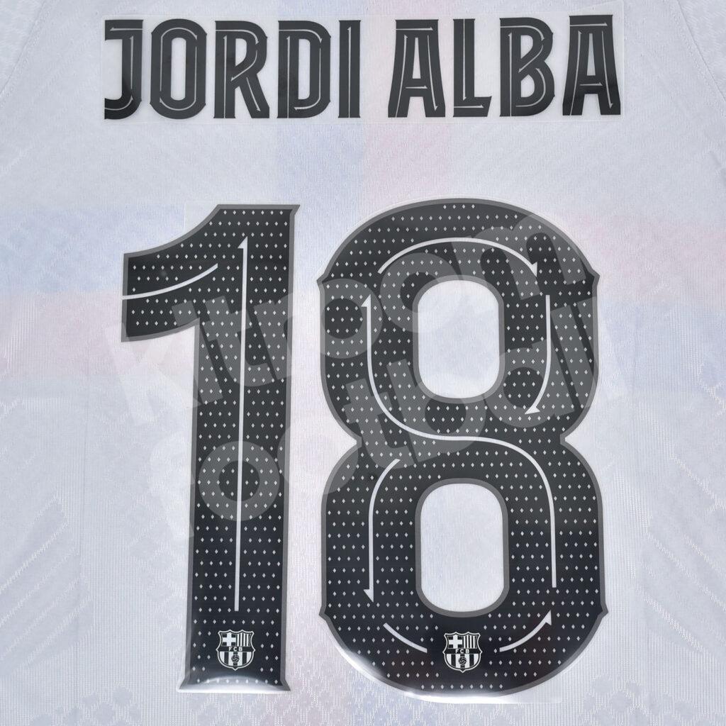 Original Player Issue 2022-23 Barcelona Third Name Number Set #18 JORDI ...