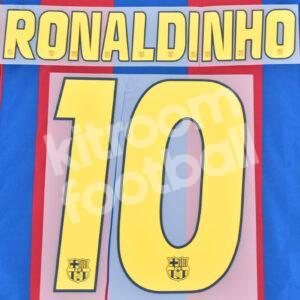 2004-06 Barcelona Home Name Number Set #10 RONALDINHO La Liga Repro
