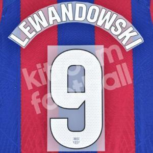 2023-24 Fc Barcelona Home Name Number Set #9 LEWANDOWSKI La Liga Repro