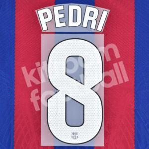 2023-24 Fc Barcelona Home Name Number Set #8 PEDRI La Liga Repro