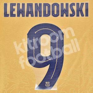 Original Player Issue 2022-23 Barcelona Away Name Number Set #9 LEWANDOWSKI Cup Version