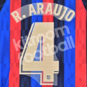 Original Player Issue 2022-23 Barcelona Home Name Number Set #4 R. ARAUJO La Liga