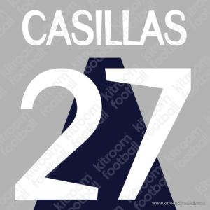 1999-00 Real Madrid Goalkeeper Name Number Set #27 CASILLAS Repro White