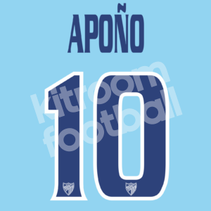 2009-10 Malaga CF Home Name Number Set #10 APOÑO Repro