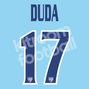 2009-10 Malaga CF Home Name Number Set #17 DUDA Repro - Image 1