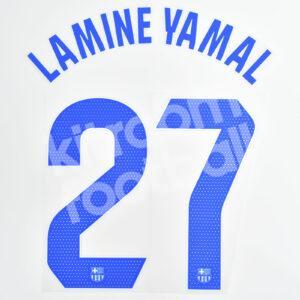 2023-24 Fc Barcelona Away Name Number Set #27 LAMINE YAMAL La Liga Repro