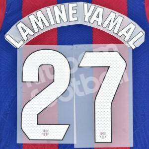2023-24 Fc Barcelona Home Name Number Set #27 LAMINE YAMAL La Liga Repro - Image 3