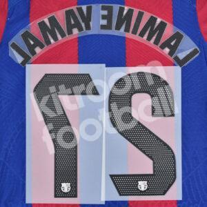 2023-24 Fc Barcelona Home Name Number Set #27 LAMINE YAMAL La Liga Repro - Image 4
