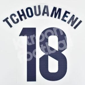 2023-24 Real Madrid Home Name Number Set #18 TCHOUAMENI La Liga Repro
