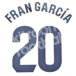 2023-24 Real Madrid Home Name Number Set #20 FRAN GARCÍA La Liga Repro
