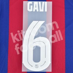 Original 2023-24 Fc Barcelona Home Name Number Set #6 GAVI UCL TPT