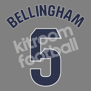 2023-24 Real Madrid Home Name Number Set #5 BELLINGHAM La Liga Repro