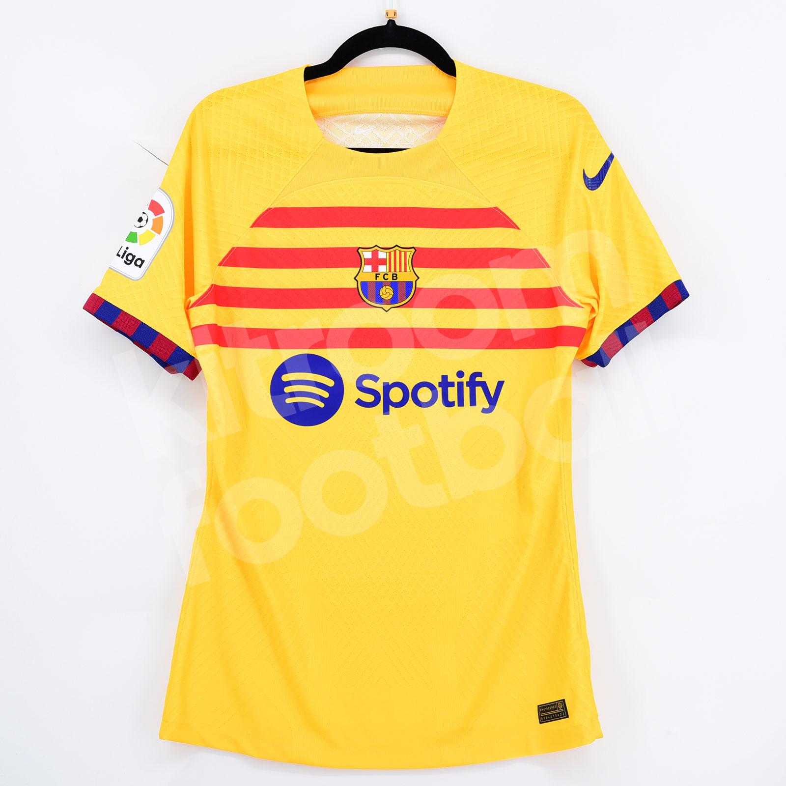 2022-23 Barcelona Senyera Shirt #30 GAVI La Liga M Match Issued No