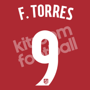 2016-17 Atletico Madrid Home Name Number Set #9 F. TORRES Repro