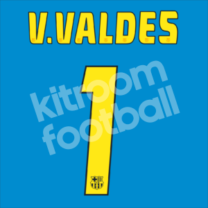 2004-06 Barcelona Goalkeeper Home Name Number Set #1 Victor VALDES La Liga Repro