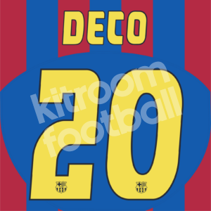 2004-06 Barcelona Home Name Number Set #20 DECO (Champions League) Repro