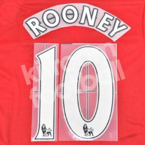 2007-13 Manchester United Home Name Number Set #10 ROONEY Premier League Repro
