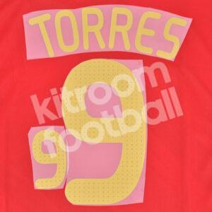 Spain Euro 2008 Name Number Set Home  #9 TORRES Repro v1