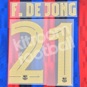 2022-23 Barcelona Home Name Number Set #21 F. DE JONG Repro Cup