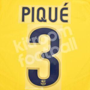 2008-10 Barcelona Name Number Set Away #3 PIQUE Repro