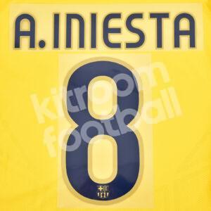 2008-10 Barcelona Name Number Set Away #8 INIESTA Repro - Image 1