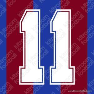 1980-91 Barcelona Away MEYBA Number #11 White Dorsal Repro