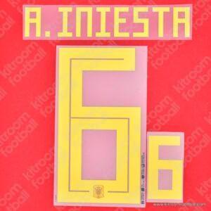 FIFA World Cup 2018 Spain Name Number Set Home #6 A. INIESTA Repro