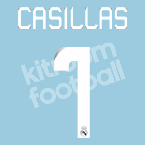 2008-09 Real Madrid White Name Number Set #1 CASILLAS Repro