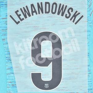 Original 2023-24 FC Barcelona Third Name Number Set #9 LEWANDOWSKI La Liga TPT