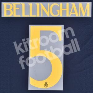 2023-24 Real Madrid Away Name Number Set #5 BELLINGHAM Champions Repro