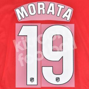 2023-24 Atletico de Madrid Home Name Number Set #19 MORATA Dorsal Repro